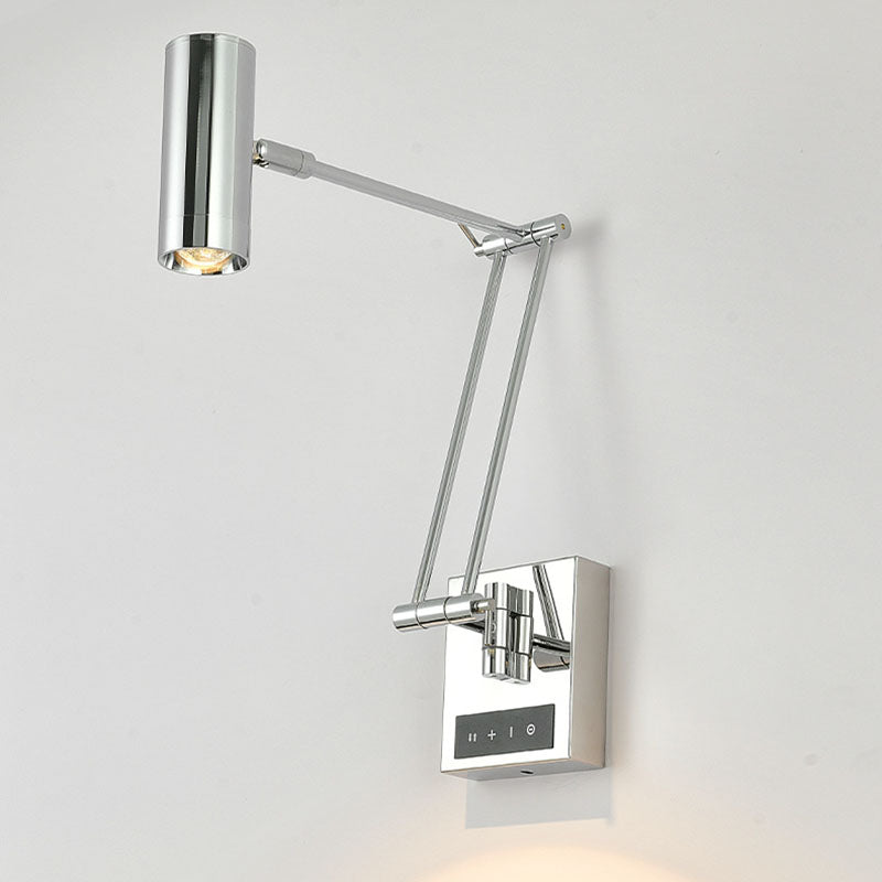 Zeitgenössische Schlichtheit Zylinder Eisen Aluminium verstellbare Arm LED Wandleuchte Lampe für das Wohnzimmer