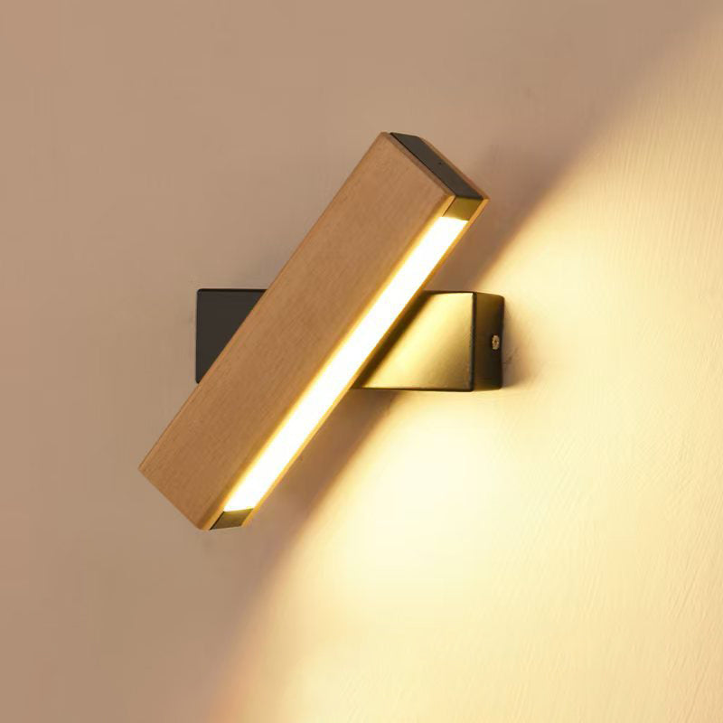 Moderne Minimalistische Holzmaserung Aluminium Lange Streifen LED Drehwandlampe Leselampe Für Schlafzimmer
