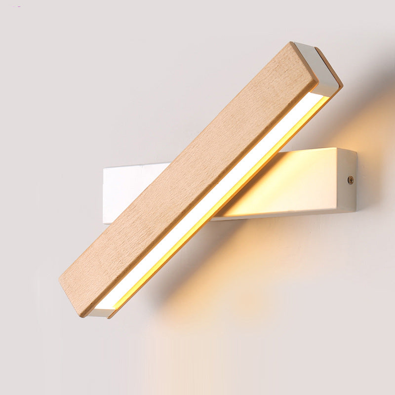 Moderne Minimalistische Holzmaserung Aluminium Lange Streifen LED Drehwandlampe Leselampe Für Schlafzimmer