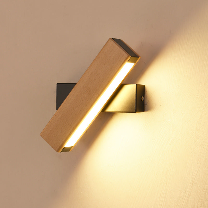 Moderne Minimalistische Holzmaserung Aluminium Lange Streifen LED Drehwandlampe Leselampe Für Schlafzimmer