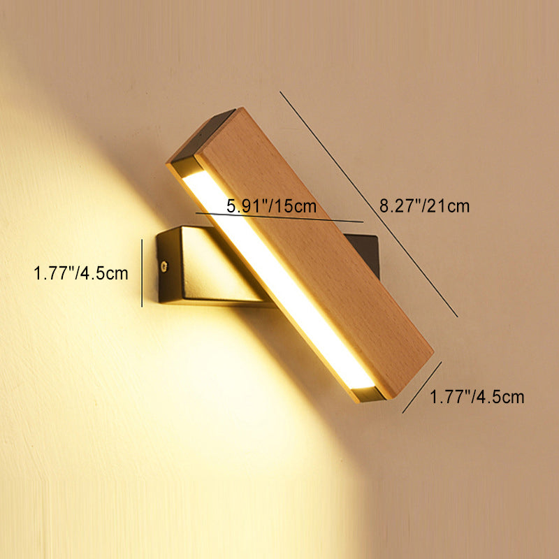 Moderne Minimalistische Holzmaserung Aluminium Lange Streifen LED Drehwandlampe Leselampe Für Schlafzimmer