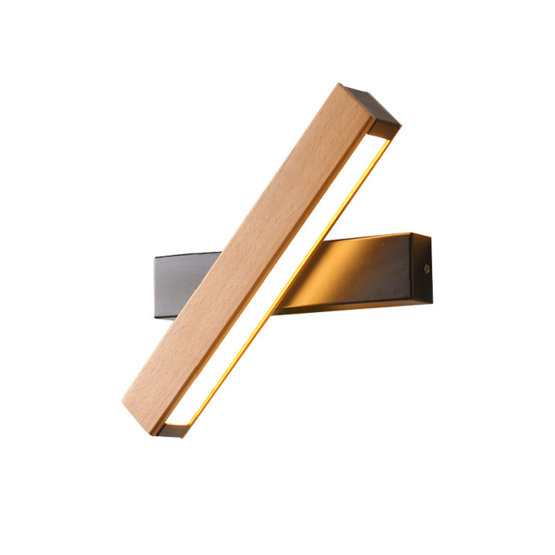 Moderne Minimalistische Holzmaserung Aluminium Lange Streifen LED Drehwandlampe Leselampe Für Schlafzimmer