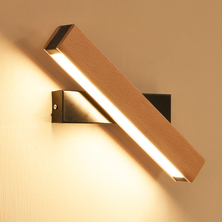 Moderne Minimalistische Holzmaserung Aluminium Lange Streifen LED Drehwandlampe Leselampe Für Schlafzimmer