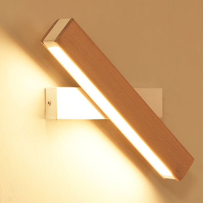 Moderne Minimalistische Holzmaserung Aluminium Lange Streifen LED Drehwandlampe Leselampe Für Schlafzimmer