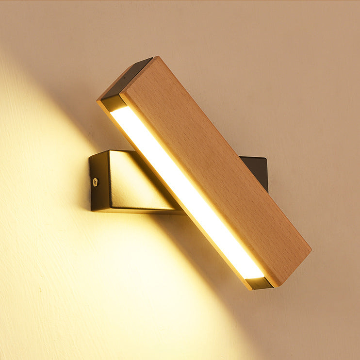 Moderne Minimalistische Holzmaserung Aluminium Lange Streifen LED Drehwandlampe Leselampe Für Schlafzimmer