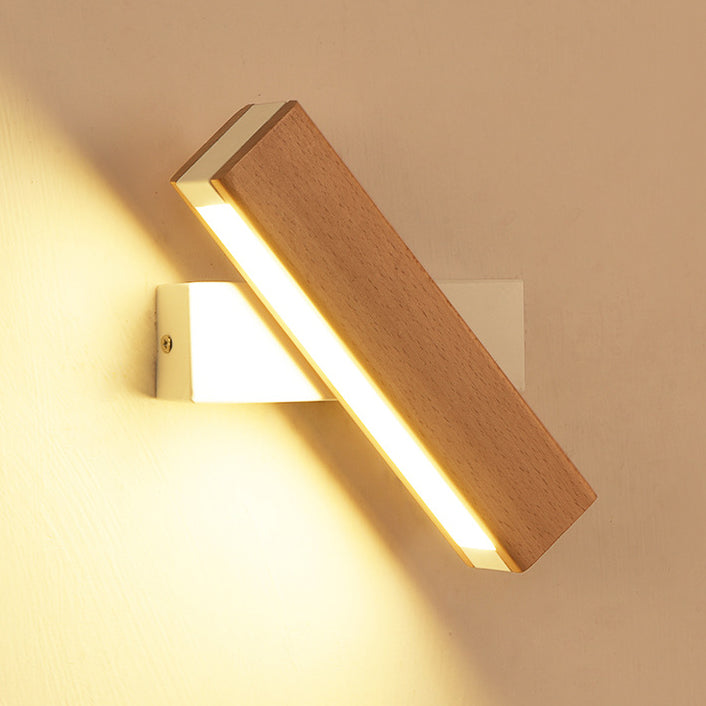 Moderne Minimalistische Holzmaserung Aluminium Lange Streifen LED Drehwandlampe Leselampe Für Schlafzimmer