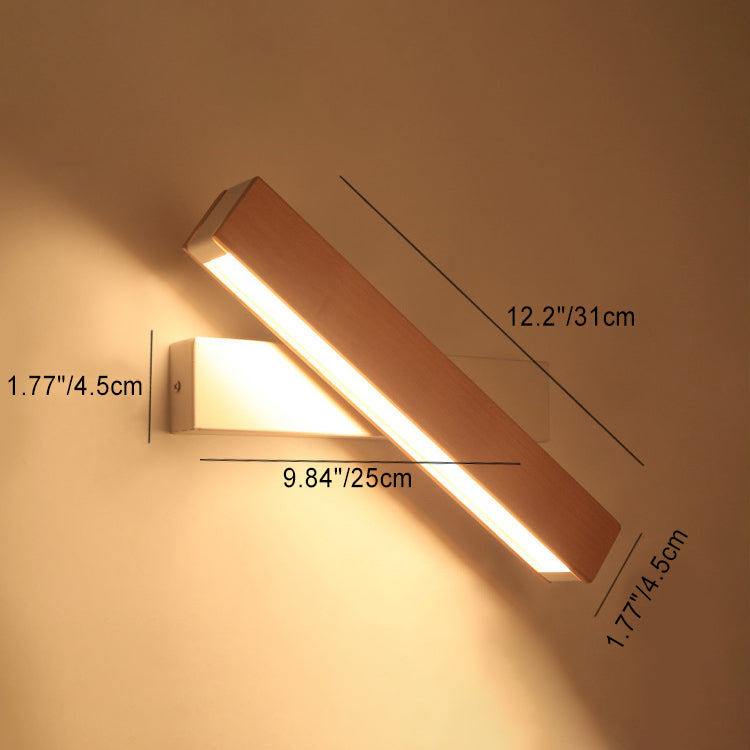 Moderne Minimalistische Holzmaserung Aluminium Lange Streifen LED Drehwandlampe Leselampe Für Schlafzimmer