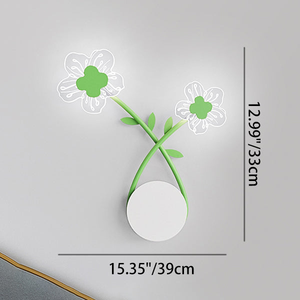 Moderne Art Deco Eisen Rose Blumen Glas Shade LED Wandleuchte Lampe Für Schlafzimmer