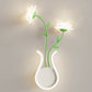 Moderne Art Deco Eisen Rose Blumen Glas Shade LED Wandleuchte Lampe Für Schlafzimmer