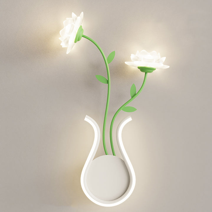 Moderne Art Deco Eisen Rose Blumen Glas Shade LED Wandleuchte Lampe Für Schlafzimmer
