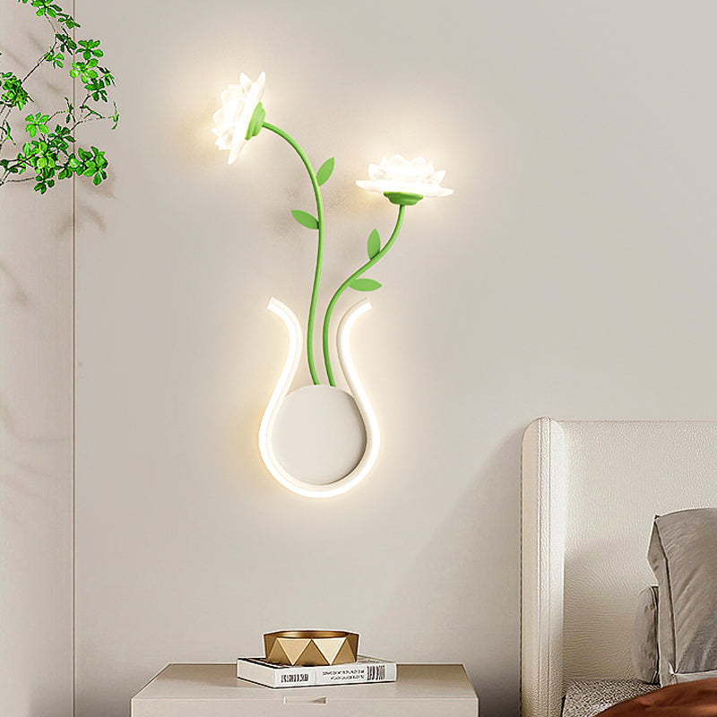 Moderne Art Deco Eisen Rose Blumen Glas Shade LED Wandleuchte Lampe Für Schlafzimmer