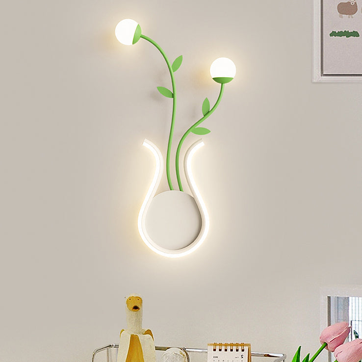 Moderne Art Deco Eisen Rose Blumen Glas Shade LED Wandleuchte Lampe Für Schlafzimmer