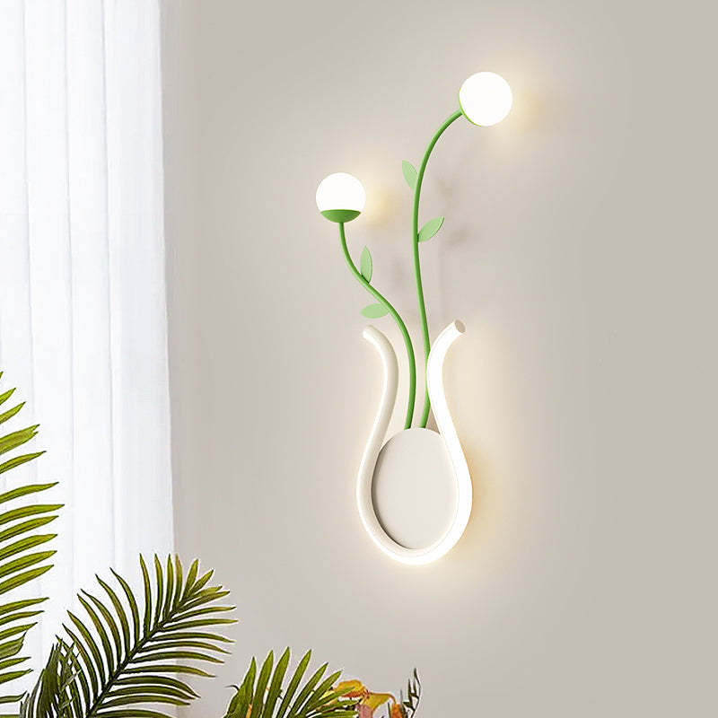 Moderne Art Deco Eisen Rose Blumen Glas Shade LED Wandleuchte Lampe Für Schlafzimmer