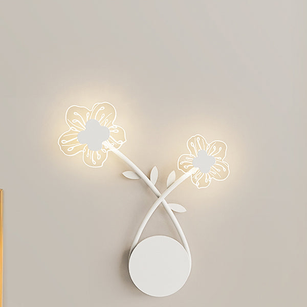 Moderne Art Deco Eisen Rose Blumen Glas Shade LED Wandleuchte Lampe Für Schlafzimmer