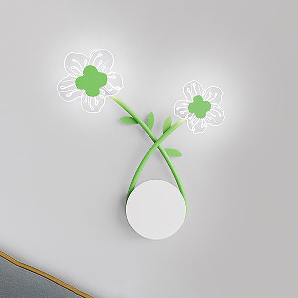Moderne Art Deco Eisen Rose Blumen Glas Shade LED Wandleuchte Lampe Für Schlafzimmer