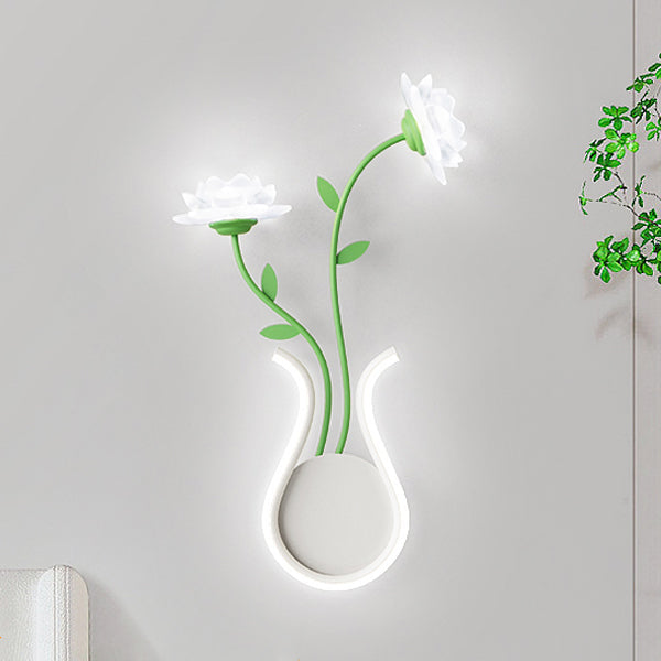 Moderne Art Deco Eisen Rose Blumen Glas Shade LED Wandleuchte Lampe Für Schlafzimmer
