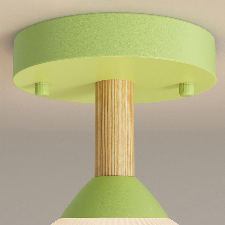 Zeitgenössische skandinavische Creme Blumen Runde Oval Eisen Glas 1-Licht Semi-Flush Mount Deckenleuchte für Schlafzimmer