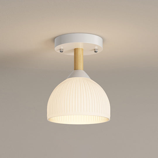 Zeitgenössische skandinavische Creme Blumen Runde Oval Eisen Glas 1-Licht Semi-Flush Mount Deckenleuchte für Schlafzimmer
