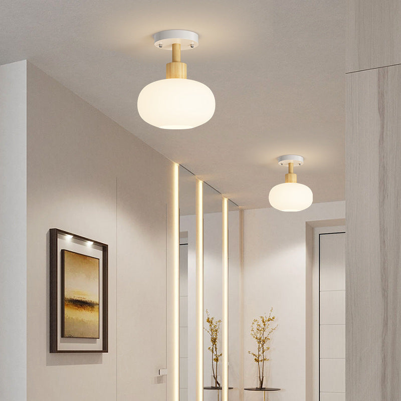 Zeitgenössische skandinavische Creme Blumen Runde Oval Eisen Glas 1-Licht Semi-Flush Mount Deckenleuchte für Schlafzimmer