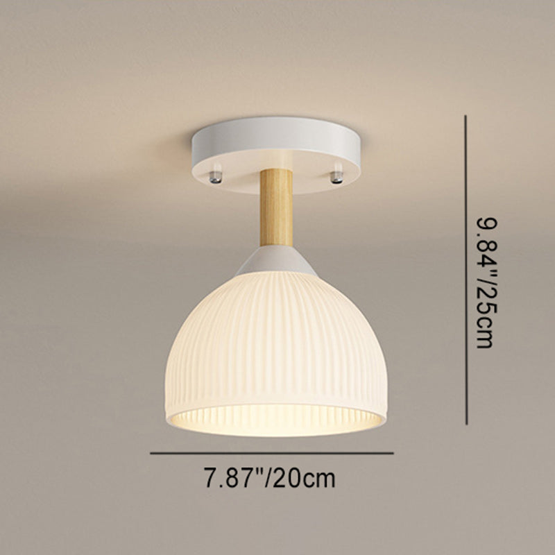 Zeitgenössische skandinavische Creme Blumen Runde Oval Eisen Glas 1-Licht Semi-Flush Mount Deckenleuchte für Schlafzimmer