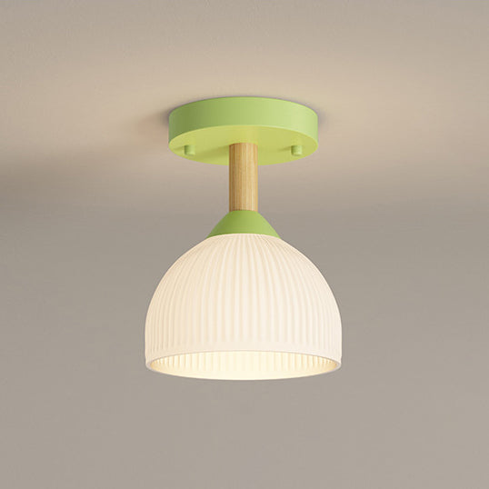 Zeitgenössische skandinavische Creme Blumen Runde Oval Eisen Glas 1-Licht Semi-Flush Mount Deckenleuchte für Schlafzimmer