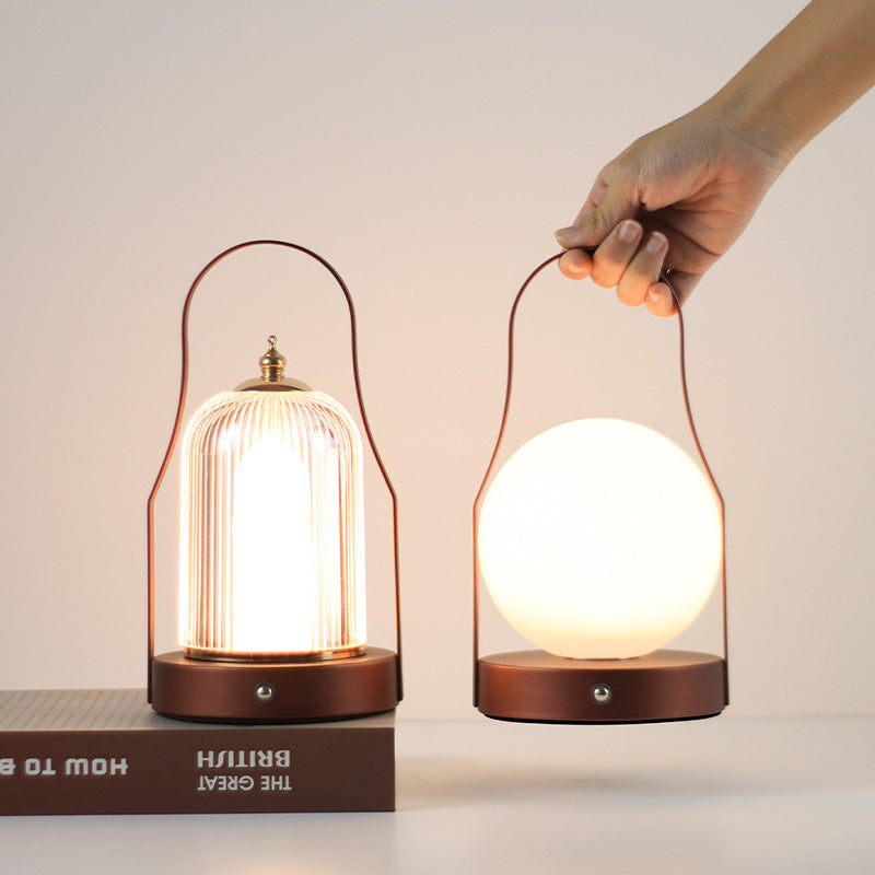 Zeitgenössische kreative Zylinder runde Ball Bergform runder Basis Eisen Acryl LED Tischlampe für Schlafzimmer