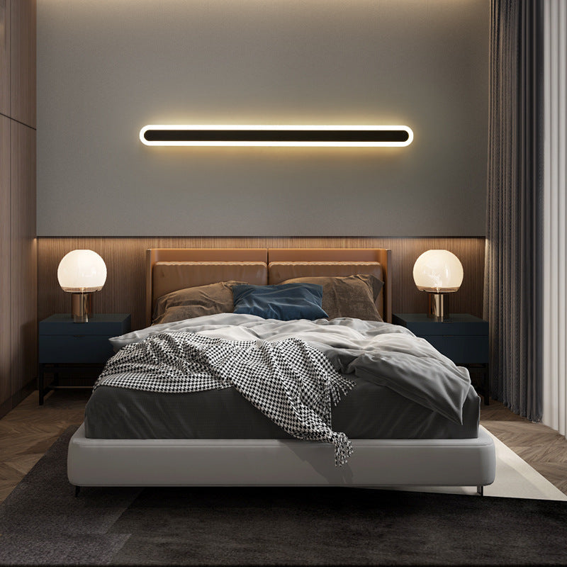 Moderne Minimalistische Lineare Eisen Acryl LED Wandleuchte Lampe Für Schlafzimmer
