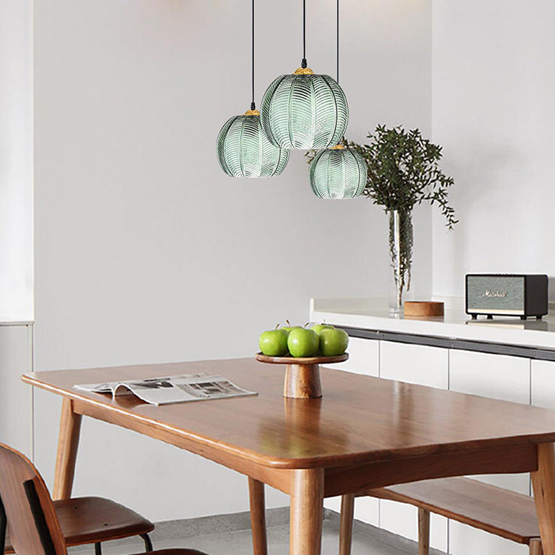 skandinavische Blattmuster Runde Hardware Glas 1-Licht Pendelleuchte für das Esszimmer