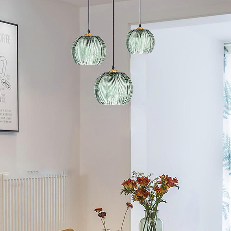 skandinavische Blattmuster Runde Hardware Glas 1-Licht Pendelleuchte für das Esszimmer