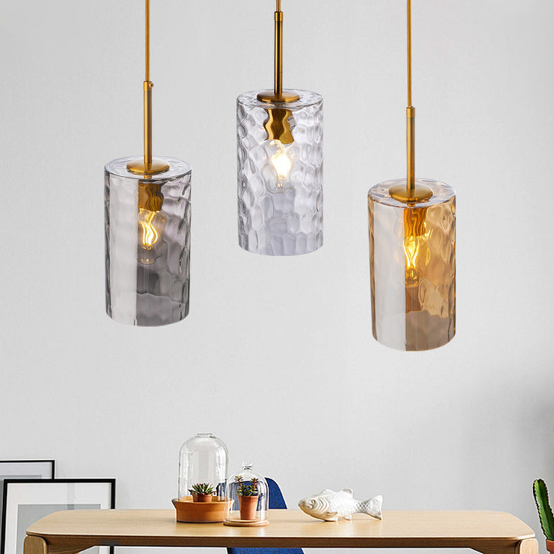 skandinavische Wasserwellen runde Zylinder Eisen Glas 1-Licht Pendelleuchte für das Schlafzimmer