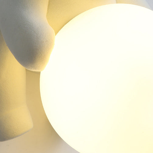 Zeitgenössische kreative Bärenkugel Harzglas 1-licht Wandleuchte Lampe für Schlafzimmer