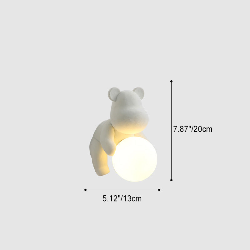 Zeitgenössische kreative Bärenkugel Harzglas 1-licht Wandleuchte Lampe für Schlafzimmer