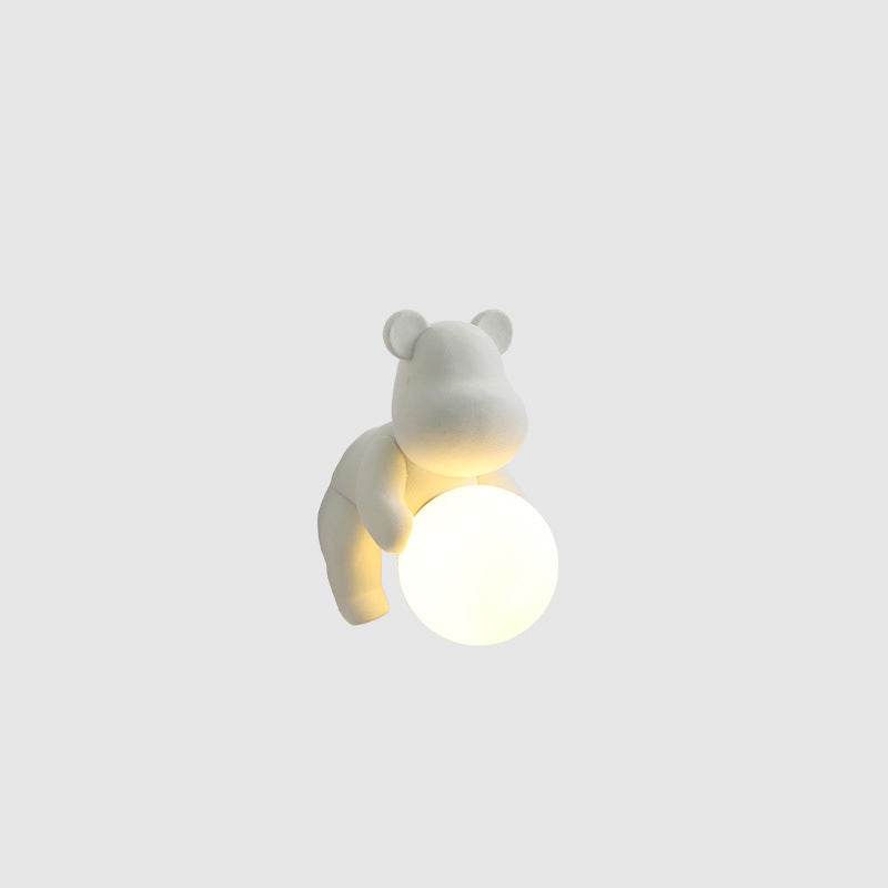 Zeitgenössische kreative Bärenkugel Harzglas 1-licht Wandleuchte Lampe für Schlafzimmer