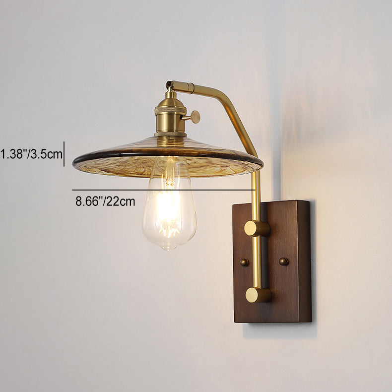 Zeitgenössische Nordische Flugteller Gummi Holz Eisen Glas 1-Licht Wandleuchte Lampe Für Schlafzimmer