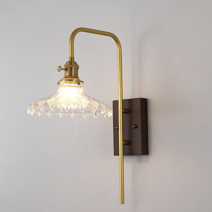 Zeitgenössische Nordische Flugteller Gummi Holz Eisen Glas 1-Licht Wandleuchte Lampe Für Schlafzimmer
