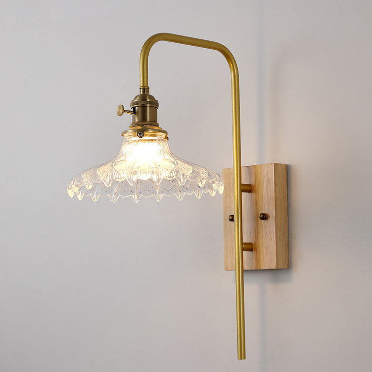 Zeitgenössische Nordische Flugteller Gummi Holz Eisen Glas 1-Licht Wandleuchte Lampe Für Schlafzimmer