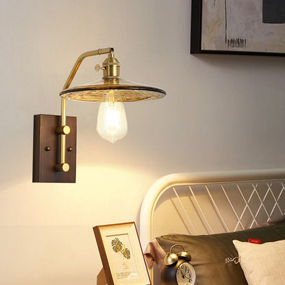 Zeitgenössische Nordische Flugteller Gummi Holz Eisen Glas 1-Licht Wandleuchte Lampe Für Schlafzimmer