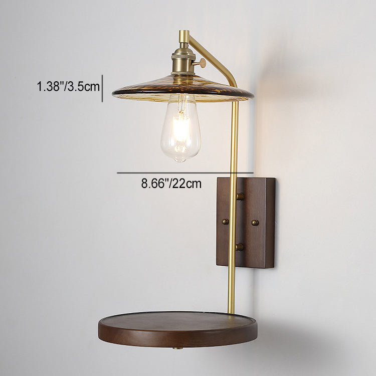 Zeitgenössische Nordische Flugteller Gummi Holz Eisen Glas 1-Licht Wandleuchte Lampe Für Schlafzimmer