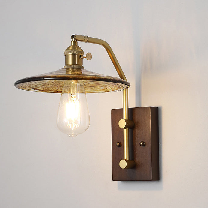 Zeitgenössische Nordische Flugteller Gummi Holz Eisen Glas 1-Licht Wandleuchte Lampe Für Schlafzimmer