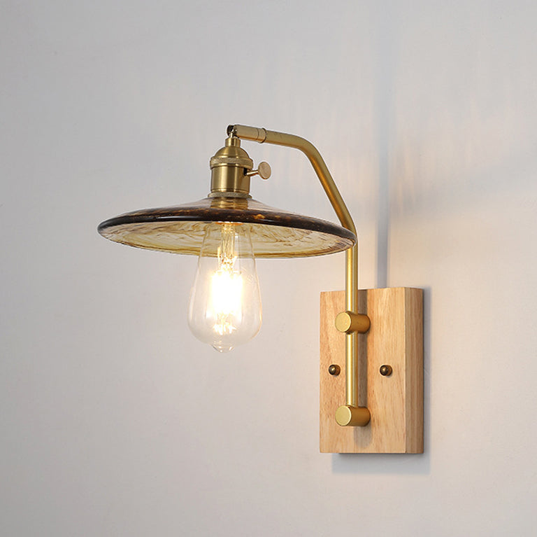 Zeitgenössische Nordische Flugteller Gummi Holz Eisen Glas 1-Licht Wandleuchte Lampe Für Schlafzimmer