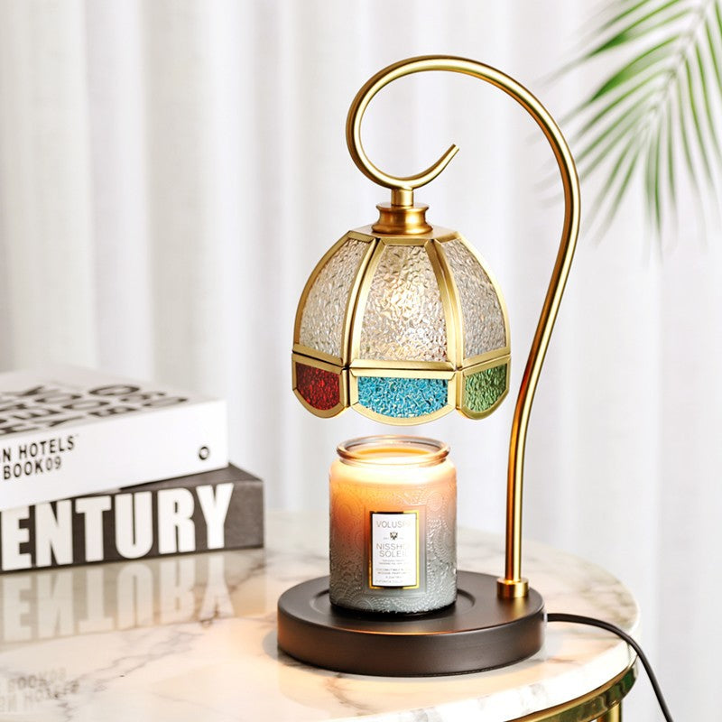 Moderne Luxus Hebbare Runde Glas Stein Messing 1-Licht Schmelzendes Wachs Tischlampe Für Wohnzimmer