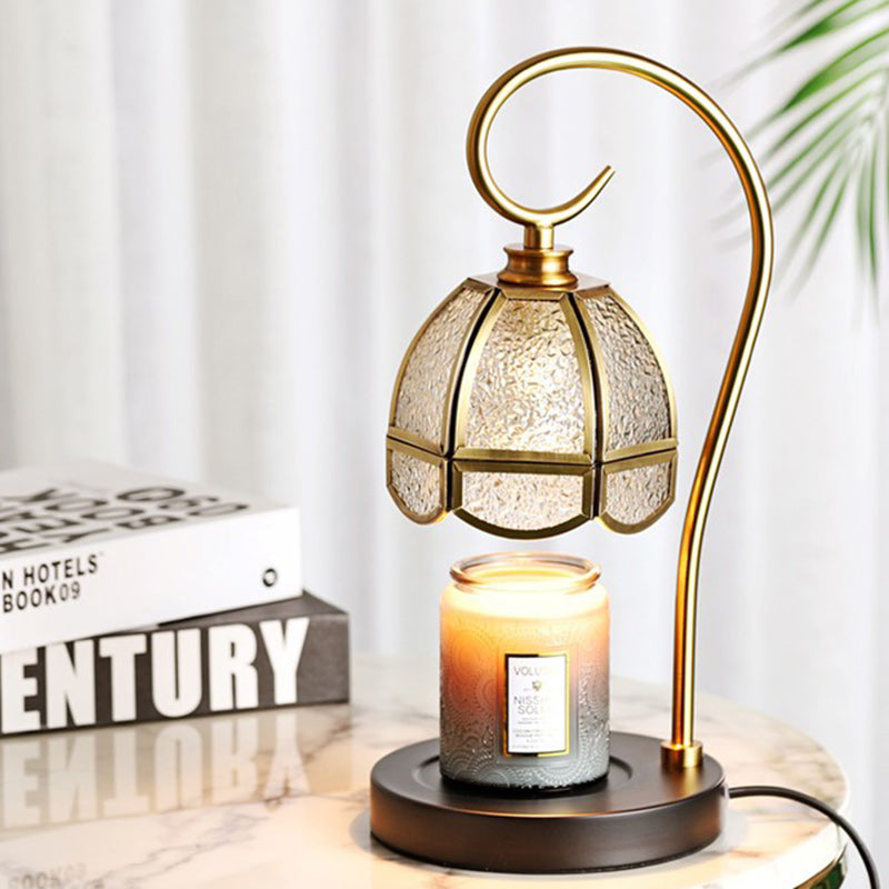 Moderne Luxus Hebbare Runde Glas Stein Messing 1-Licht Schmelzendes Wachs Tischlampe Für Wohnzimmer