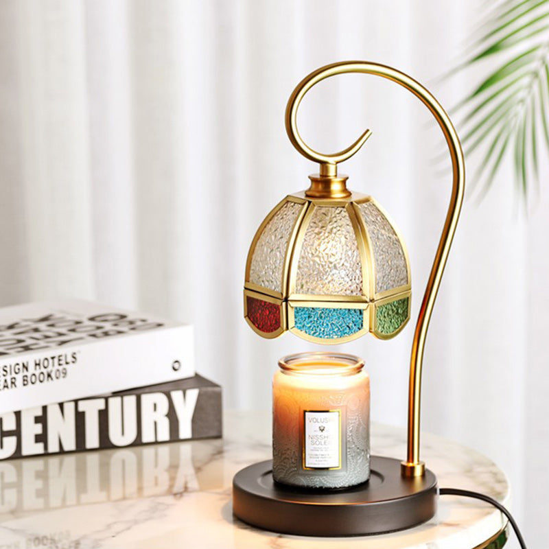 Moderne Luxus Hebbare Runde Glas Stein Messing 1-Licht Schmelzendes Wachs Tischlampe Für Wohnzimmer