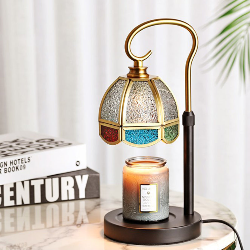 Moderne Luxus Hebbare Runde Glas Stein Messing 1-Licht Schmelzendes Wachs Tischlampe Für Wohnzimmer