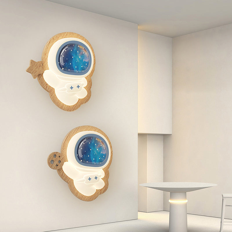 Moderne Art Deco Weltraummann PE Gummibaum LED Kinder Wand sconce Lampe für Wohnzimmer