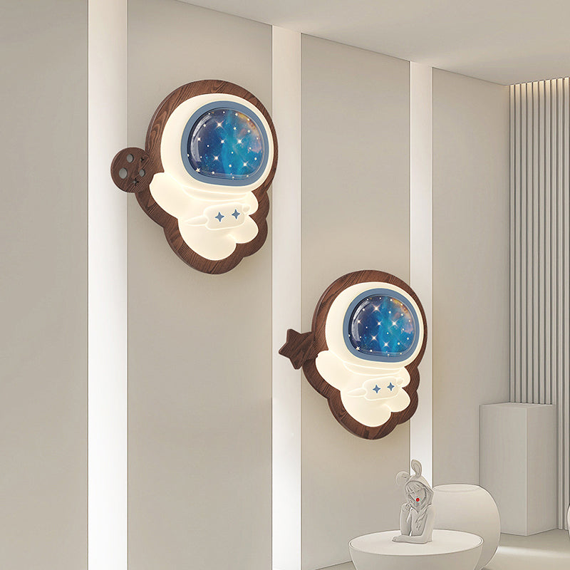 Moderne Art Deco Weltraummann PE Gummibaum LED Kinder Wand sconce Lampe für Wohnzimmer