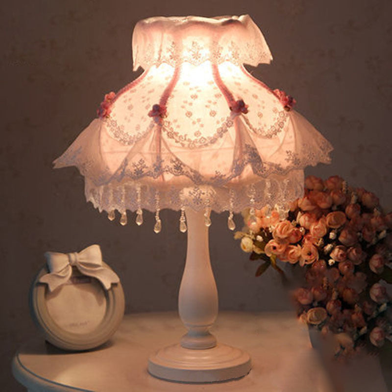 Moderne Art Deco Pendelleuchte Runde Spitzenstoff Harz 1-Licht Tischlampe für Schlafzimmer