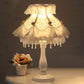 Moderne Art Deco Pendelleuchte Runde Spitzenstoff Harz 1-Licht Tischlampe für Schlafzimmer