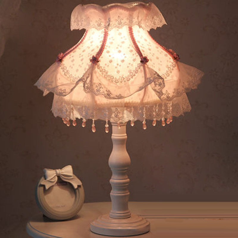 Moderne Art Deco Pendelleuchte Runde Spitzenstoff Harz 1-Licht Tischlampe für Schlafzimmer