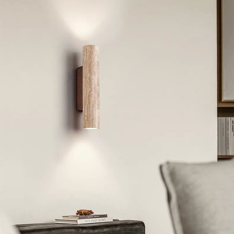 Frendorf | Nordivea Travertin-Wandleuchte | Skandinavisches Design | 2-flammig | Holz & Travertin